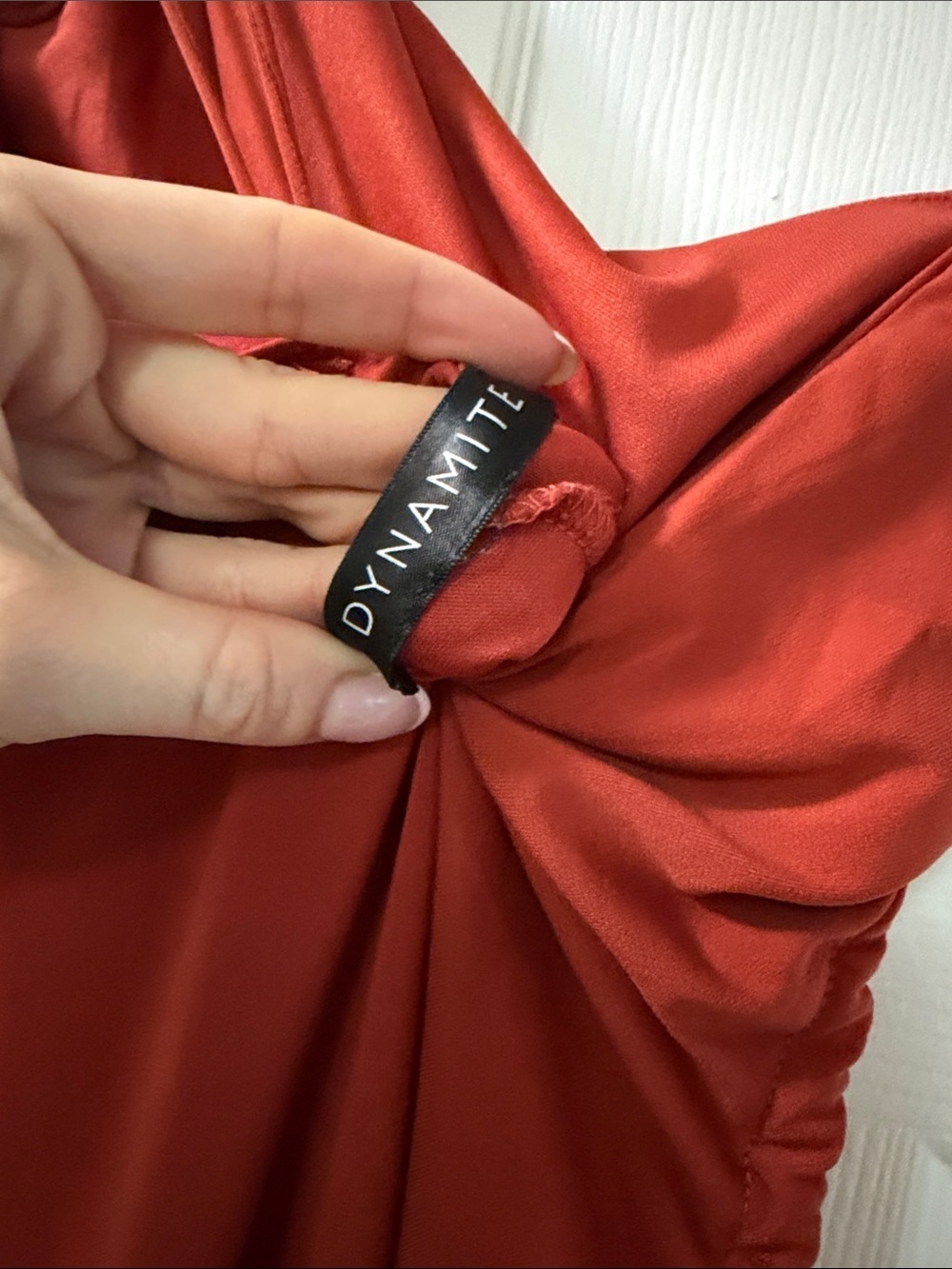 Dynamite Rust Red One-Shoulder Ruched Dress - Picture 2 of 3